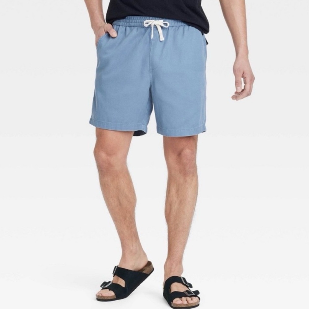 Goodfellow & Co Men's Vintage 7" Pull On Shorts Drawstring Blue Size Large NWT